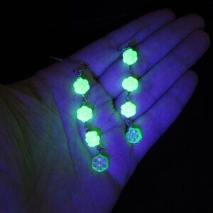 Uranium glass flower bead earrings